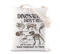 FOTAP Dinosaur Reading Tote Bag Dinosaur Skeleton Gift Teacher Educator Handbag Dino Lover Shoulder Bag Paleontologist Merch (Didn’t Read TUK)