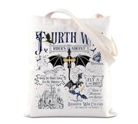 FOTAP Fourth Wing Merch Fourth Wing Inspire Tote Bag Fly Or Die Quote Handbag Fantasy Reader Gift Dragon Rider Shoulder Bag (FLY OR DIE UK)