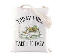 FOTAP Frog Storybook Lover Tote Bag Frog And Toad Friends Gift Today I Will Take Life Easy Handle Bag Cottagecore Gift (Life Easy uk2)