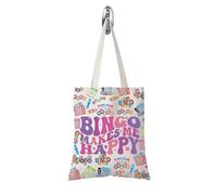 FOTAP Funny Bingo Player Gift Bingo Makes Me Happy Tote Bag Bingo Lover Gift Bingo Game Gamble Gift (Bingo Makes tote UK)