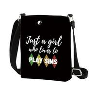 FOTAP Game Lover Gift Video Game Bag Just A Girl Who Loves To Play Sims Makeup Bag Sim Game Gift (PLAY SIMS CR)