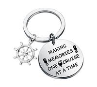 FOTAP Girls Trip Gift Cruise Vacation Gift Girls Gone Cruising Gift Nautical Gift Making Memories One Cruise Keychain, Stainless Steel, S