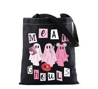 FOTAP Halloween Mean Ghouls Tote Bag Lets Go Ghouls Gift Ghouls Lover Gift Spooky Season Gift Pink Ghouls Tote Bag (Mean Ghouls UK)