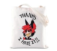 FOTAP Hazbin Cartoon Merch Alastor Demon Gift Thank I Hate It Alastor Inspire Tote Bag Hazbin Anime Merch Handbag (Hate It UK)