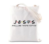 FOTAP Jesus Tote Bag Jesus He'll Be There For You Shoulder Bag Christian Gift Bible Verse Gifts Baptism Religious Handle Bags (Jesus 2)