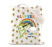 FOTAP Kermit Rainbow Frog Lovers Tote Bag - Singing Frog Lover Gift Merchandise (Dreamers and Me UK2)