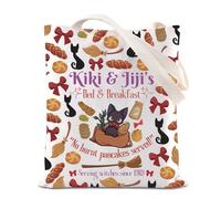 FOTAP Kiki's Anime Lover Gift Kiki&Jiji’s Bed And Breakfast Inspire Tote Bag Black Cat Lover Handbag Animated Movie Themed Gift (Kiki&Jiji’s FULL UK)