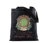 FOTAP Lord Ring Merch Ring Inspire Tote Bag Lord Ring Movie Handbag Lord Ring Movie Fan Gift Hobbit Lover Gift (Simple Life BLK UK)