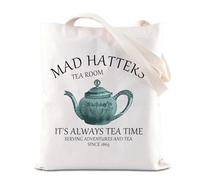 FOTAP Mad Hatters Merch Alice Tea Party Tote Bag Tea time Gift Alice In W Inspired Tote Bag Magic Kingdom Gift Alice Fan Gift (MAD HAT-TERS UK)