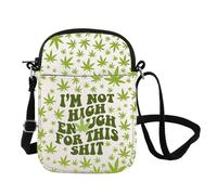 FOTAP Marijuana Weed Leaves Crossbody Bag 420 Gift Cannabis Lover Messenger Bag StonerGirl Gift Stoner Handbag (High Enough CB UK)