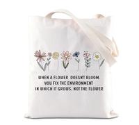 FOTAP Neurodiversity Brain Gift Special Education Tote Bag ABA Therapist Handbag Autism Acceptance Shoulder Bag, White, 14.56 x 12.59 inches