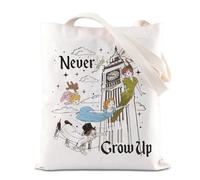 FOTAP Peter Inspired Tote Bag Never Grow Up Shoulder Bag Magical Theme Park Gift Manor Gift Magic Kingdom Gift Family Vacation Gift (Never Grow Up T)