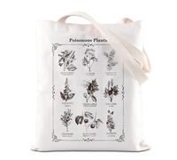 FOTAP Poisonous Plants UK Tote Bag - Dark Academia Gift (Adults, Botany Enthusiasts, Gift Shoppers) - Unisex-Adults - Medium - Cotton - Water Resistant - 14.9x13.7x10.6 inches