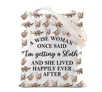 FOTAP Sloth Tote Bag Sloth Spirit Animal Inspirational Gift A Wise Women Getting a Sloth She Lived Happily Ever After Handle Bag (Sloth uk)