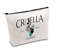 FOTAP Villains Gift Movie Makeup Bag Cartoon Inspired Cosmetic Bag Magic Kingd*m Gift Villains Makeup Bag Bad Girls Gift, CRUELLA 1961