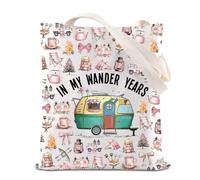 FOTAP Wander Years Camper Inspire Tote Bag Adventure,Outdoor Life Gift RV Road Trip Shoulder Bag Happy Camping Merch (Wander-T UK)