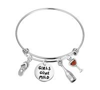 FOTAP Weekend Away Merch Gone Mild Bachelorette Inspire Bracelet Ladies Weekend Gift Beach Vacation Jewelry, One Size, Stainless Steel, no gemstone