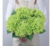 FOTEEWL 4 Pcs 21in Artificial Hydrangea Flower Large Natural Lifelike Fake Silk Hydrangea Faux Flower for Home Party Decor Outdoor Wedding Table Centerpieces Decoration (Green)