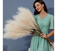 FOTEEWL 8 PCS Faux Pampas Grass Decor 38''/3.1FT Tall Fake Pompas Floral Large Artificial Pompous Grass Branches Plants for Floor Vase Filler Home Boho Decoration (Cream/Beige) (97YMM)