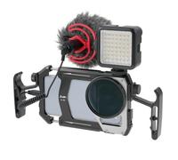 Fotga 4-in-1 Smartphone Cage Kit Photo Video Stabilizer w/Handles + Microphone + LED Light + ND Filter for iPhone 17 16 15 Pro Max Samsung Cell Phone TikTok & YouTube Vlog Live Stream Video Recording