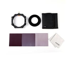 Fotga 4x4 100mm Square Filter Set 3pcs Square Neutral Density Filter ND2 4 8 + 1pcs Filter Holder +1pcs Clean Cloth +1pcs 3-slots Filter Case + 1pcs Adapter Rings (67mm) for Cokin P Series and Matte Box Filter Tray (Adpter Ring 67mm)