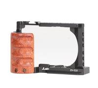 FOTGA Camera Cage with Wooden Side Handle Grip for Sony Alpha ZV-E10 Camera, Video Stabilizer Aluminium Alloy Extension Frame with Cold Shoe 1/4"-20 3/8"-16 Locating Hole for Arri Grip, Mic, LED