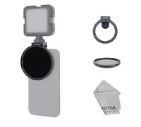 FOTGA Clip-on 67mm Thread Lens Filter Adapter + 67mm Variable ND2-400 Filter for iPhone 14 15 16 Pro Max Smartphone Cell Phone,Cold Shoe for Micrphone/LED Light,Anti-Slip/Anti-Scratch