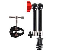 FOTGA Stainless Steel 11-inch Adjustable Articulating Friction Magic Arm Bracket with 1/4 Thread Cold Shoe Mount + Super Clamp KIT for DSLR Rig Camera Field Monitor LED Video Light Microphone