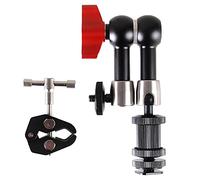 FOTGA Stainless Steel 7-inch Adjustable Articulating Friction Magic Arm Bracket with 1/4 Thread Cold Shoe Mount + Super Clamp KIT for DSLR Rig Camera Field Monitor LED Video Light Microphone