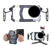FOTGA Universal Smartphone Cage Photo Video Stabilizer + Handles + 67mm Variable ND Filter for iPhone 16 15 14 Pro Max Samsung Cell Phone Vlog Live Stream Video Recording, Cold Shoe Tripod Mount