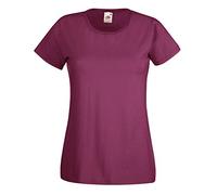 FOTL Lady Fit Valueweight T Shirt Colour=Burgundy Size=L