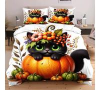 Fotmung Bedding Set King Size Black Cat, Microfiber King Duvet Cover Sets 3 Pcs With Zipper Closure and Corner Tie, Quilt Covers 230 x 220 cm + Pillowcases 50 x 75 cm D229