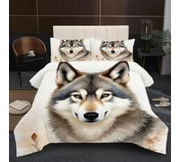 Fotmung Comforter Set King Size 94" x 86" Animal Wolf, 3 Piece Soft Comforter Microfiber Duvet King Size, Breathable Bedding Quilt Set with 2 Pillowcases (19" x 29")