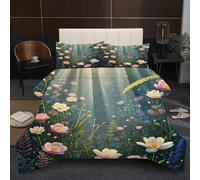 Fotmung Comforter Set King Size 94" x 86" Beam and Flowers, 3 Piece Soft Comforter Microfiber Duvet King Size, Breathable Bedding Quilt Set with 2 Pillowcases (19" x 29")
