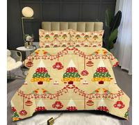 Fotmung Comforter Set King Size 94" x 86" Christmas Pattern, 3 Piece Soft Comforter Microfiber Duvet King Size, Breathable Bedding Quilt Set with 2 Pillowcases (19" x 29") E195