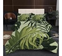 Fotmung Comforter Set King Size 94" x 86" Green Leaves, 3 Piece Soft Comforter Microfiber Duvet King Size, Breathable Bedding Quilt Set with 2 Pillowcases (19" x 29")