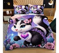 Fotmung Double Bed Set 78" x 78" Colourful Squirrel, 3-Piece Set with 1 Quilt Covers + 2 Pillowcases 19" x 29", Luxury Soft Fabric Wrinkle-Free Easy Maintenance for Bedroom Decor R146