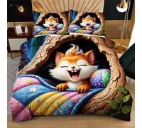 Fotmung Double Bed Set 78" x 78" Cute Squirrel, 3-Piece Set with 1 Quilt Covers + 2 Pillowcases 19" x 29", Luxury Soft Fabric Wrinkle-Free Easy Maintenance for Bedroom Decor D326