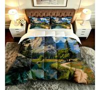 Fotmung Double Bedding Duvet 78" x 78" 3D Mountain Peak, Warm Microfiber Double Comforter for Kids Adults, 3D Printed Breathable Quilt Set with 1 Comforter + 2 Pillowcases-F101