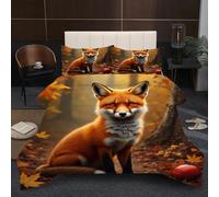 Fotmung Double Bedding Duvet 78" x 78" Animal Foxes, Warm Microfiber Double Comforter for Kids Adults, 3D Printed Breathable Quilt Set with 1 Comforter + 2 Pillowcases