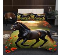 Fotmung Double Bedding Duvet 78" x 78" Animal Horse, Warm Microfiber Double Comforter for Kids Adults, 3D Printed Breathable Quilt Set with 1 Comforter + 2 Pillowcases