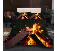 Fotmung Double Bedding Duvet 78" x 78" Campfire, Warm Microfiber Double Comforter for Kids Adults, 3D Printed Breathable Quilt Set with 1 Comforter + 2 Pillowcases