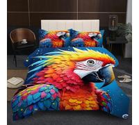 Fotmung Double Bedding Duvet 78" x 78" Colourful Parrot, Warm Microfiber Double Comforter for Kids Adults, 3D Printed Breathable Quilt Set with 1 Comforter + 2 Pillowcases