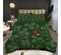 Fotmung Double Bedding Duvet 78" x 78" Green Pattern, Warm Microfiber Double Comforter for Kids Adults, 3D Printed Breathable Quilt Set with 1 Comforter + 2 Pillowcases E47