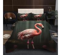 Fotmung Double Bedding Duvet 78" x 78" Pink Flamingo, Warm Microfiber Double Comforter for Kids Adults, 3D Printed Breathable Quilt Set with 1 Comforter + 2 Pillowcases