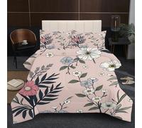 Fotmung Double Bedding Duvet 78" x 78" Pink Flower, Warm Microfiber Double Comforter for Kids Adults, 3D Printed Breathable Quilt Set with 1 Comforter + 2 Pillowcases