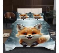 Fotmung Double Bedding Duvet 78" x 78" Running Foxes, Warm Microfiber Double Comforter for Kids Adults, 3D Printed Breathable Quilt Set with 1 Comforter + 2 Pillowcases