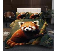 Fotmung Double Bedding Duvet 78" x 78" Yellow Panda, Warm Microfiber Double Comforter for Kids Adults, 3D Printed Breathable Quilt Set with 1 Comforter + 2 Pillowcases