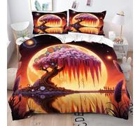 Fotmung Double Duvet Set Red Sun Youth, Microfiber Soft Bedding Double Bed Cover Set with Zipper Closure + 2 Pillowcases, Breathable Quilt Covers for Home Decor - 200 x 200 cm-A11