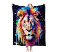 Fotmung Double Flannel Blanket Thick 150x200 cm Colourful Animal Lion, Microfiber Flannel Throw Blanket for Adults Kids Pets, Fluffy Warm Throw for Sofa Couch Bedspread, 150 x 200 cm-A203